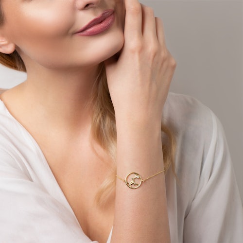 Bransoletka celebrytka serce Savicki: srebrna pozłacana, cyrkonia